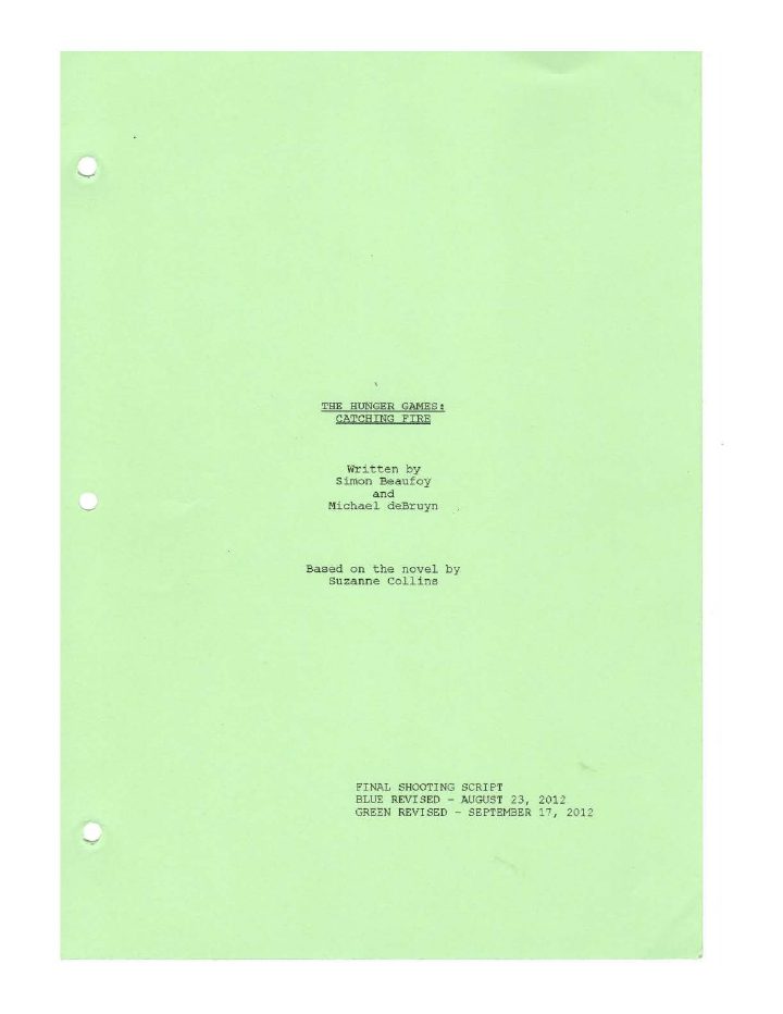 The Hunger Games: Catching Fire screenplay first page