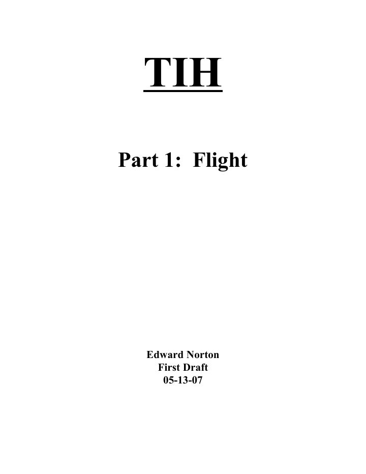 The Incredible Hulk screenplay first page