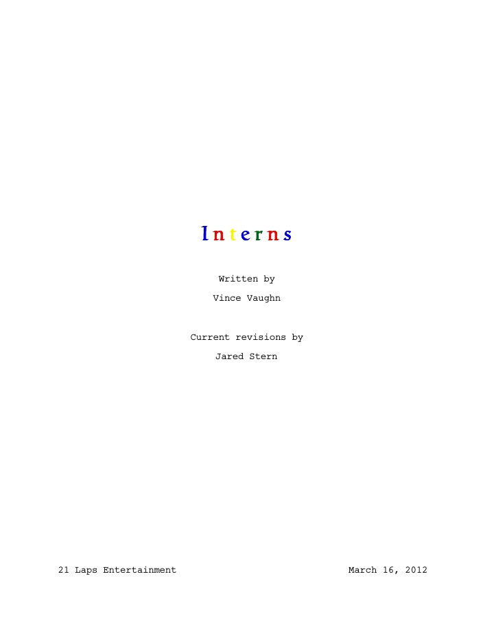 The Internship screenplay first page