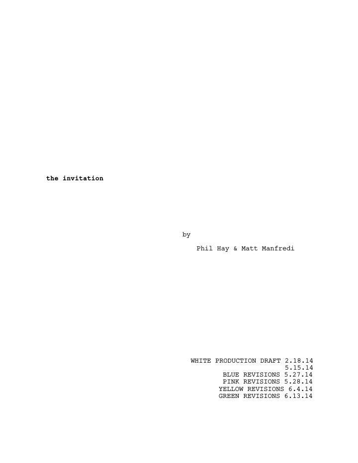 The Invitation screenplay first page