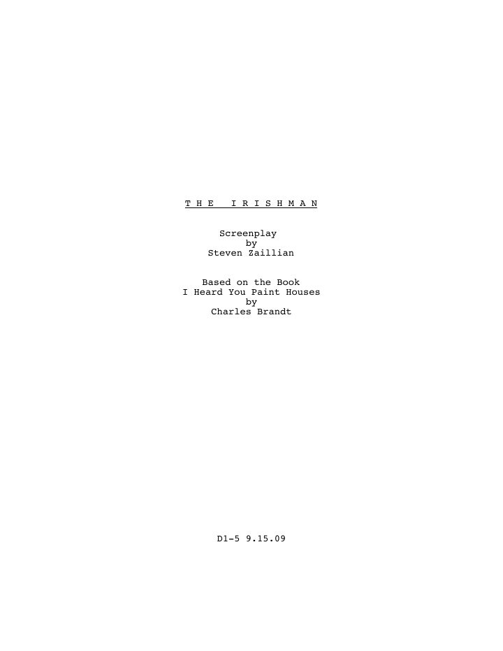 The Irishman screenplay first page