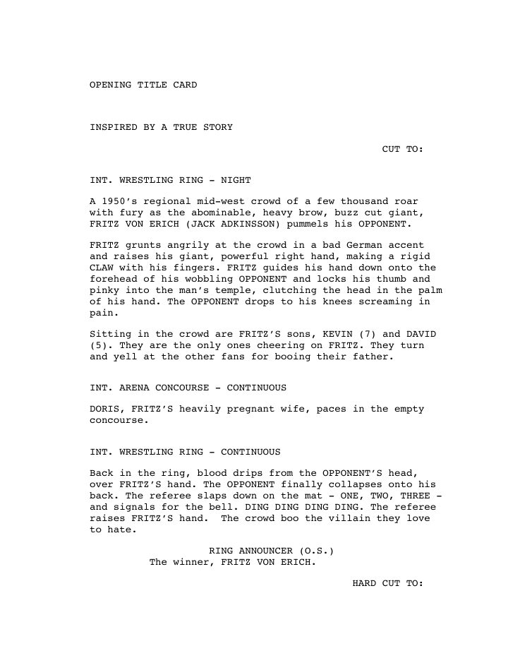 The Iron Claw screenplay first page