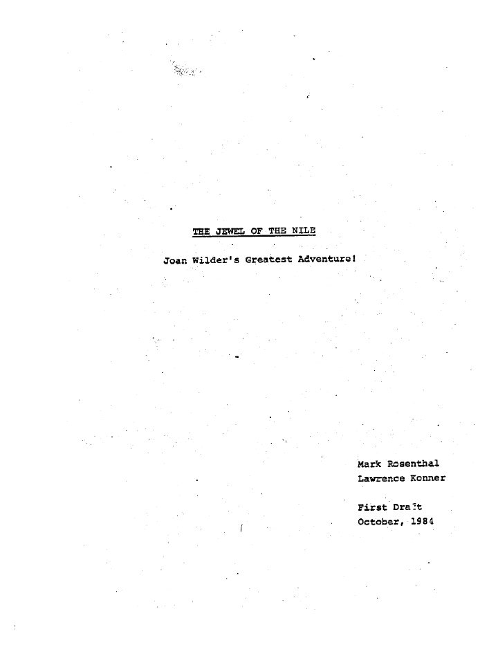 The Jewel of the Nile screenplay first page