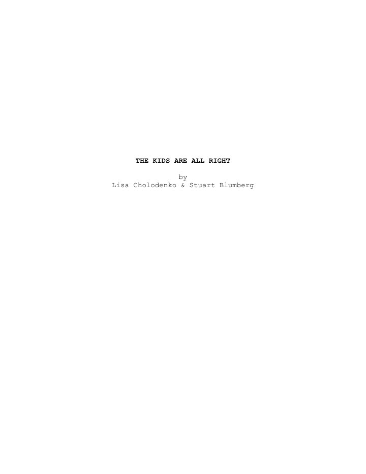 The Kids Are All Right screenplay first page
