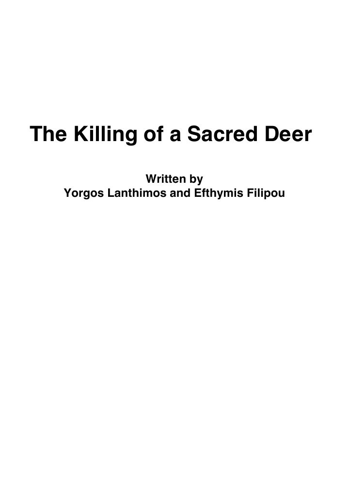 The Killing of a Sacred Deer screenplay first page
