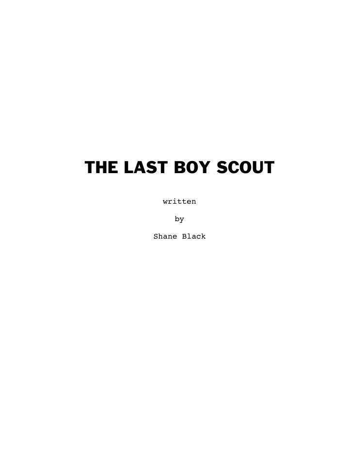 The Last Boy Scout screenplay first page