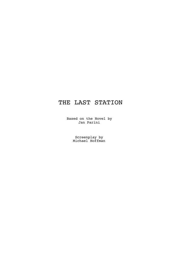 The Last Station screenplay first page