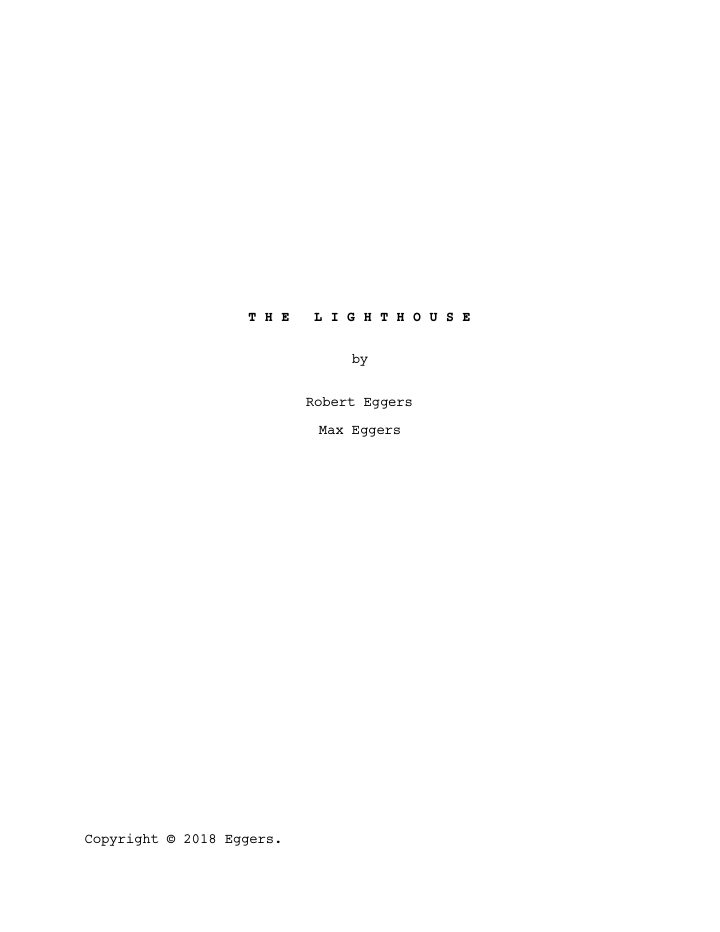 The Lighthouse screenplay first page