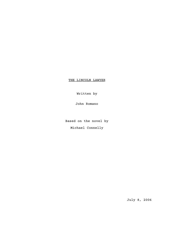 The Lincoln Lawyer screenplay first page