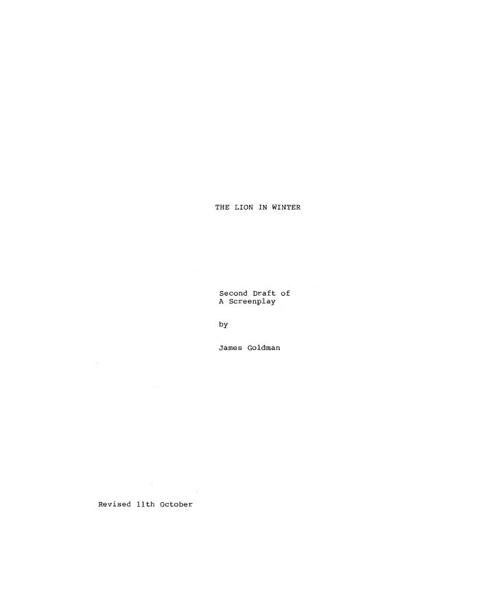 The Lion in Winter screenplay first page