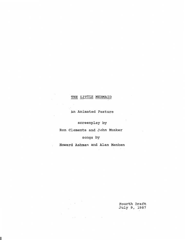 The Little Mermaid screenplay first page