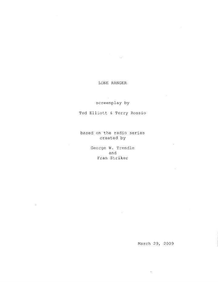 The Lone Ranger screenplay first page