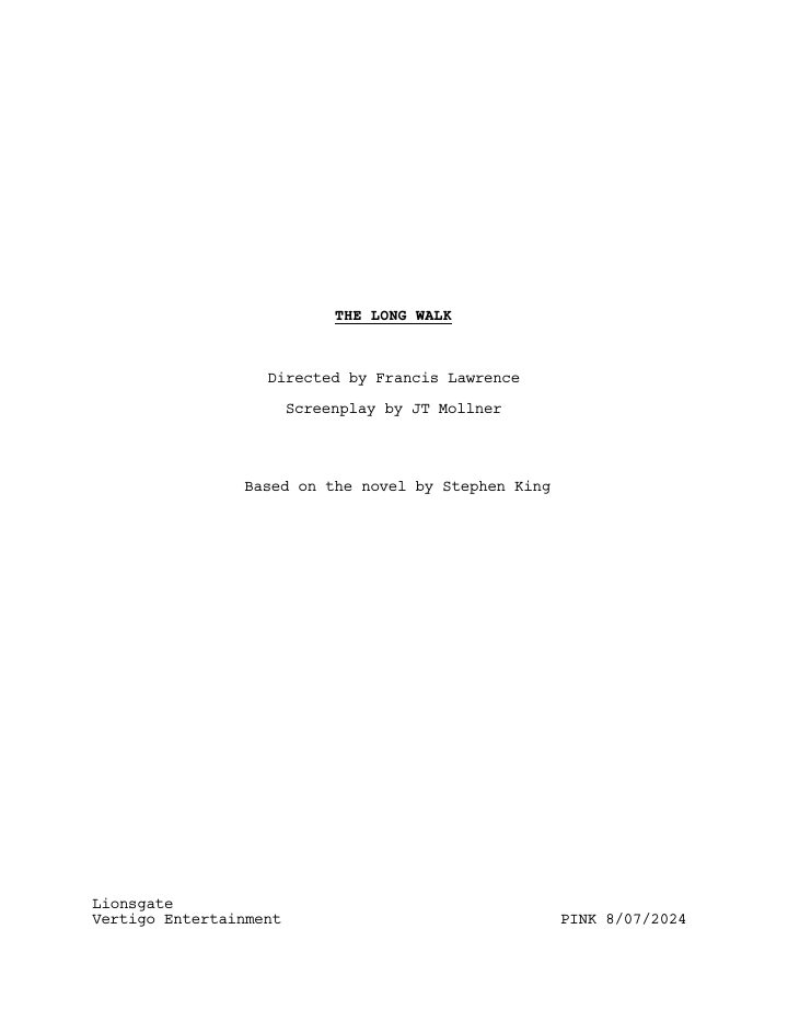 The Long Walk screenplay first page