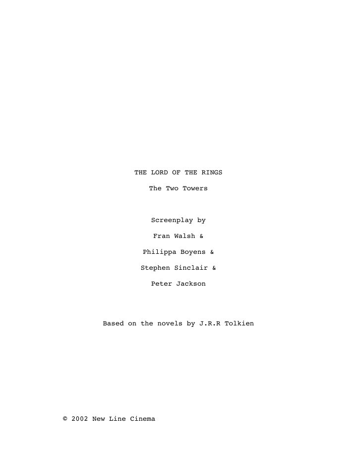 The Lord of the Rings: The Two Towers screenplay first page