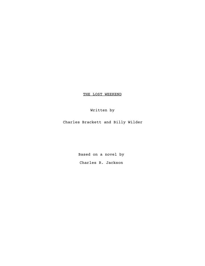 The Lost Weekend screenplay first page