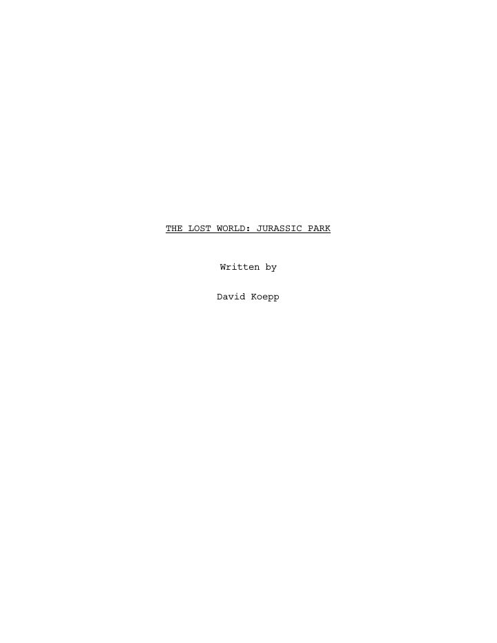 The Lost World: Jurassic Park screenplay first page
