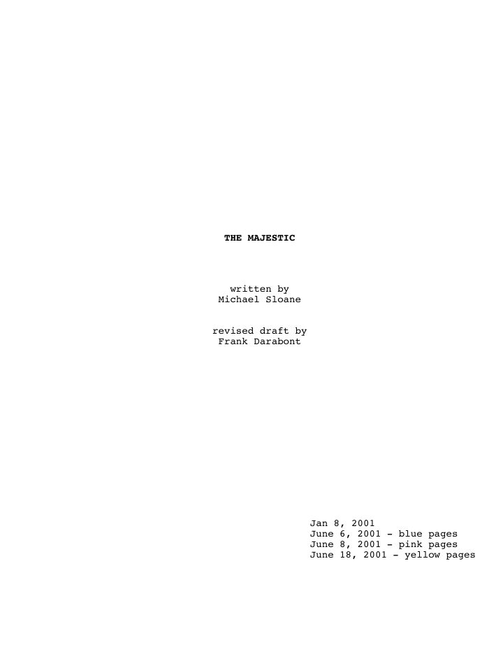 The Majestic screenplay first page