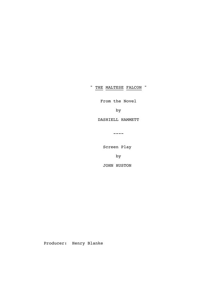 The Maltese Falcon screenplay first page
