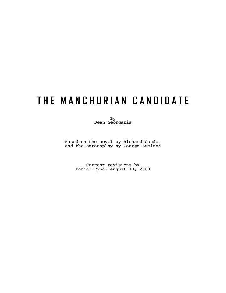 The Manchurian Candidate screenplay first page