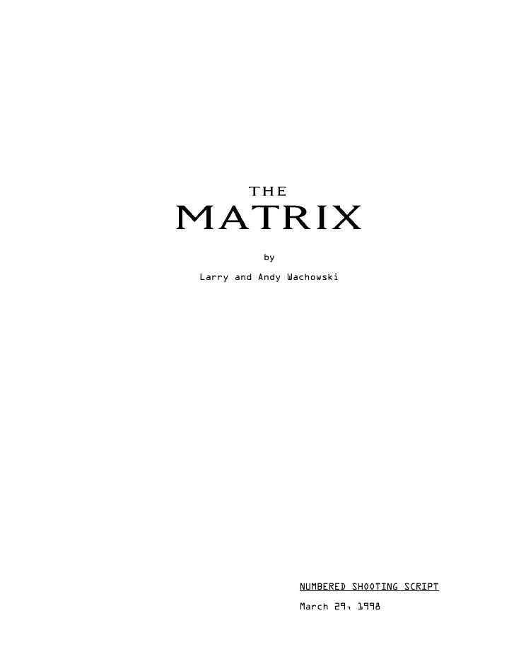 The Matrix screenplay first page