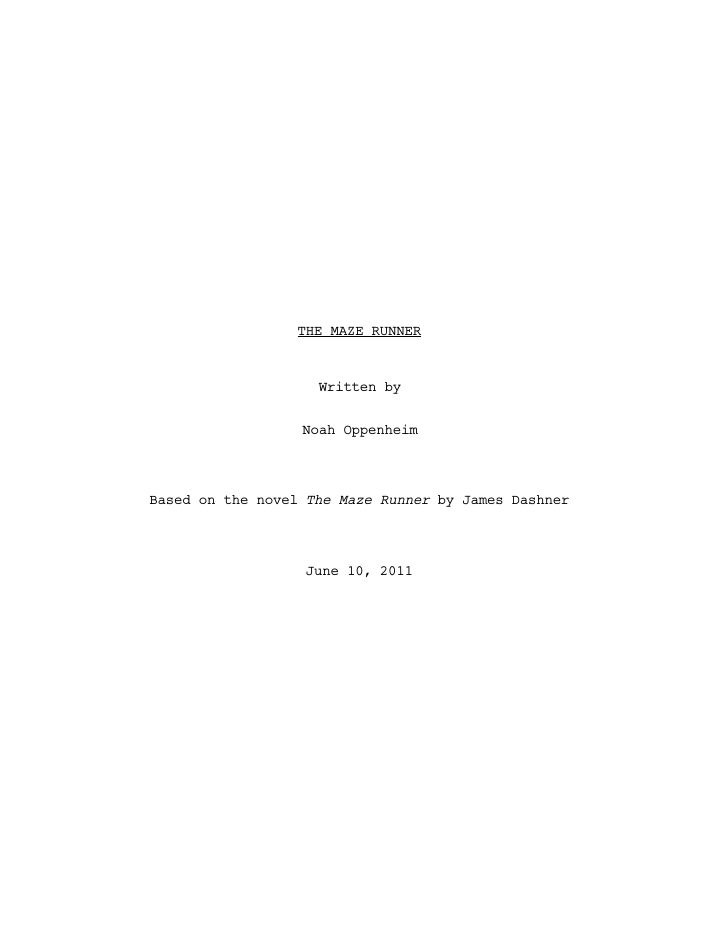 The Maze Runner screenplay first page