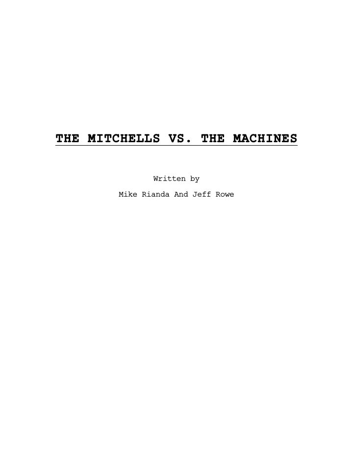 The Mitchells vs the Machines screenplay first page