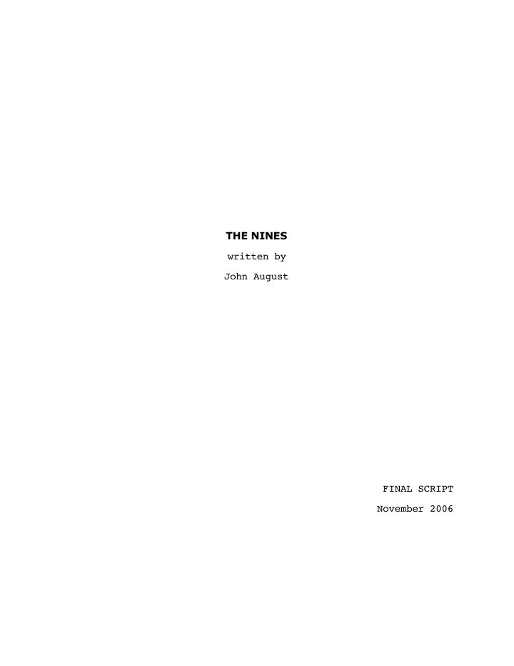The Nines screenplay first page