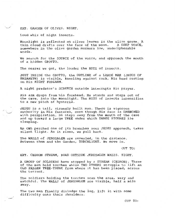 The Passion of the Christ screenplay first page