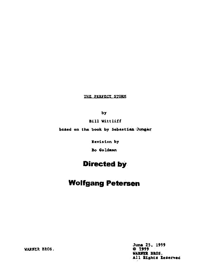 The Perfect Storm screenplay first page