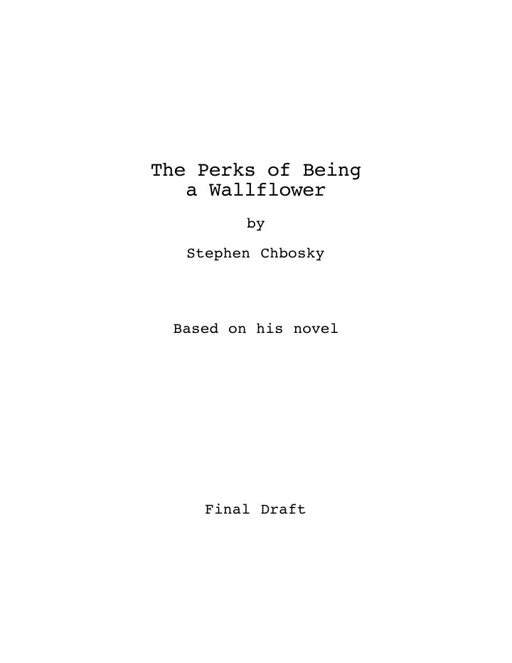 The Perks of Being a Wallflower screenplay first page