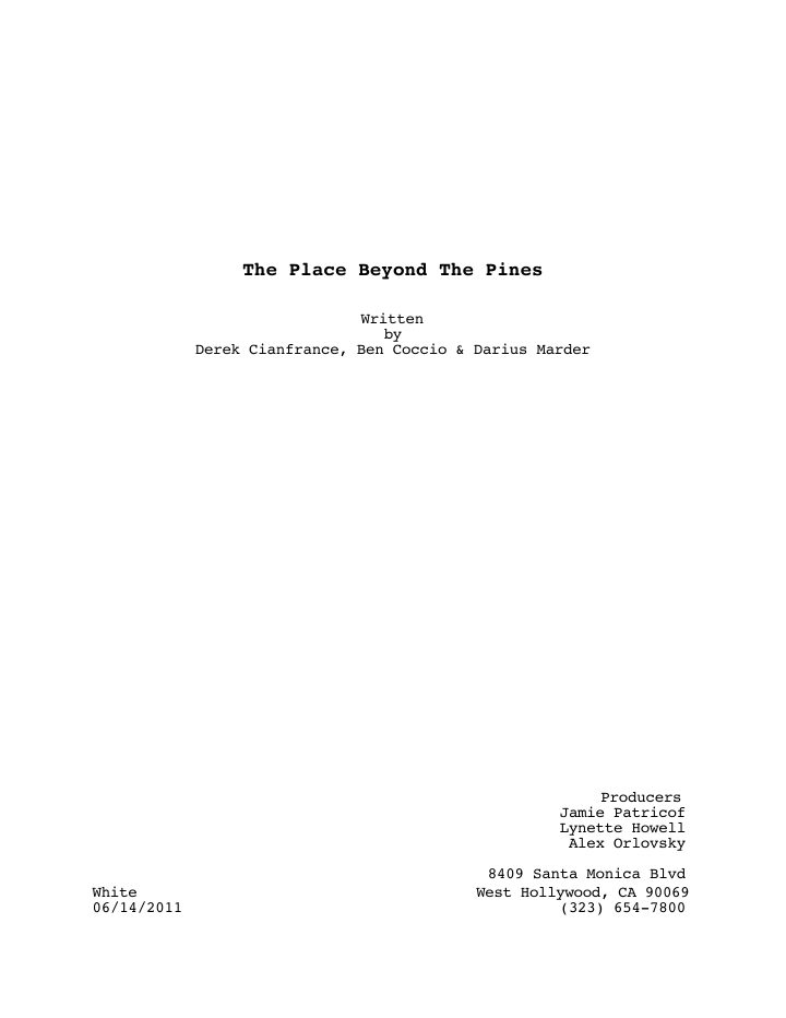 The Place Beyond the Pines screenplay first page