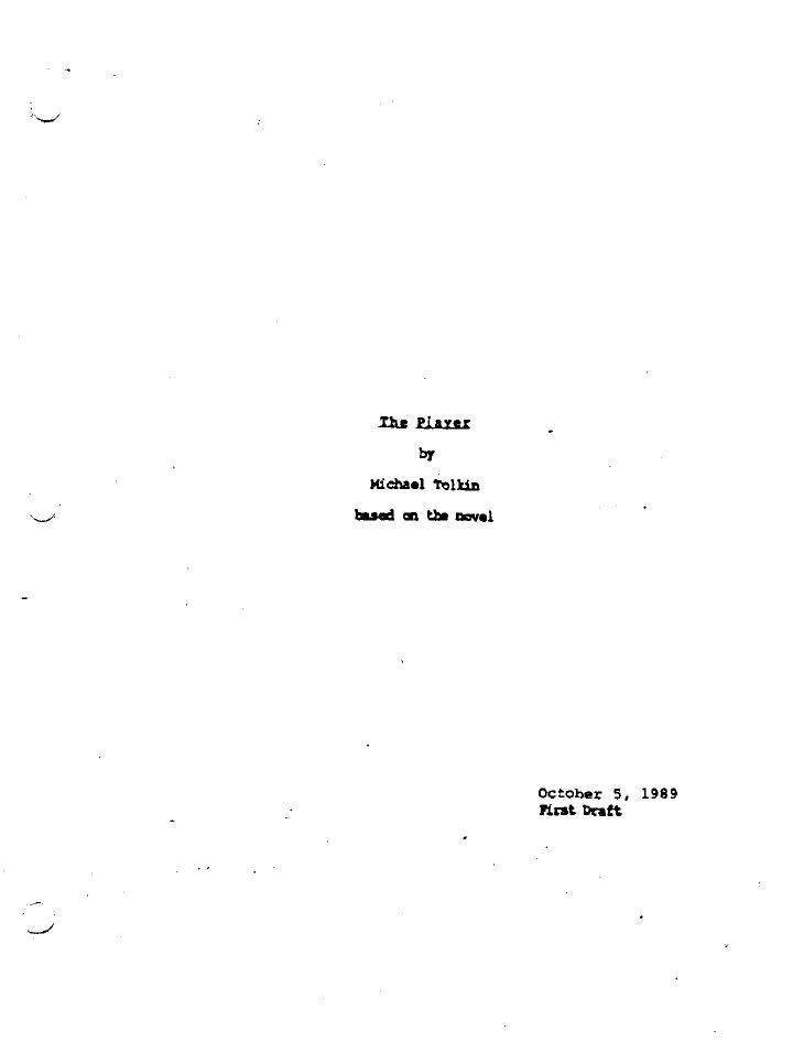 The Player screenplay first page