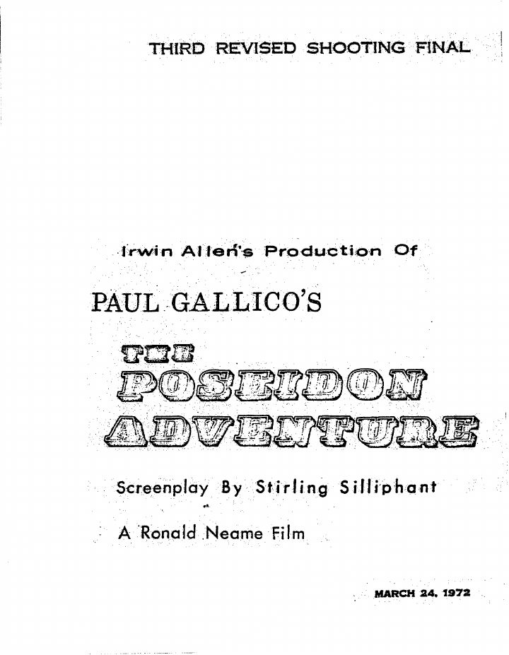 The Poseidon Adventure screenplay first page