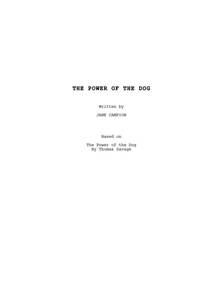 The Power of the Dog screenplay first page
