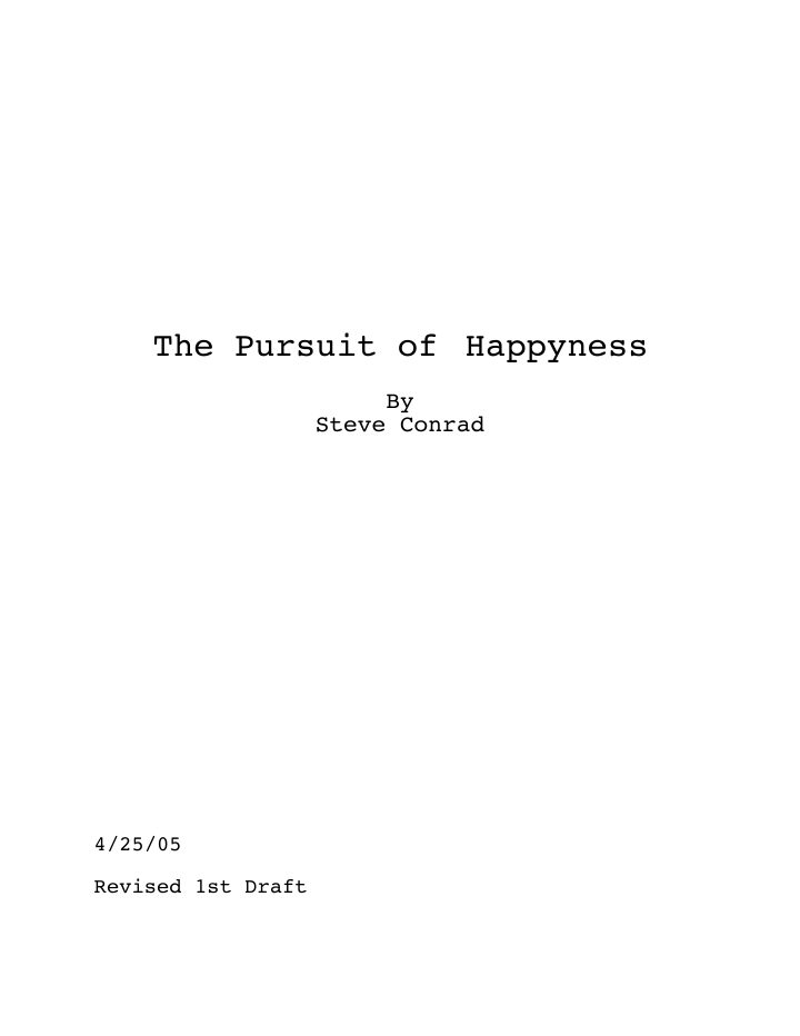 The Pursuit of Happyness screenplay first page