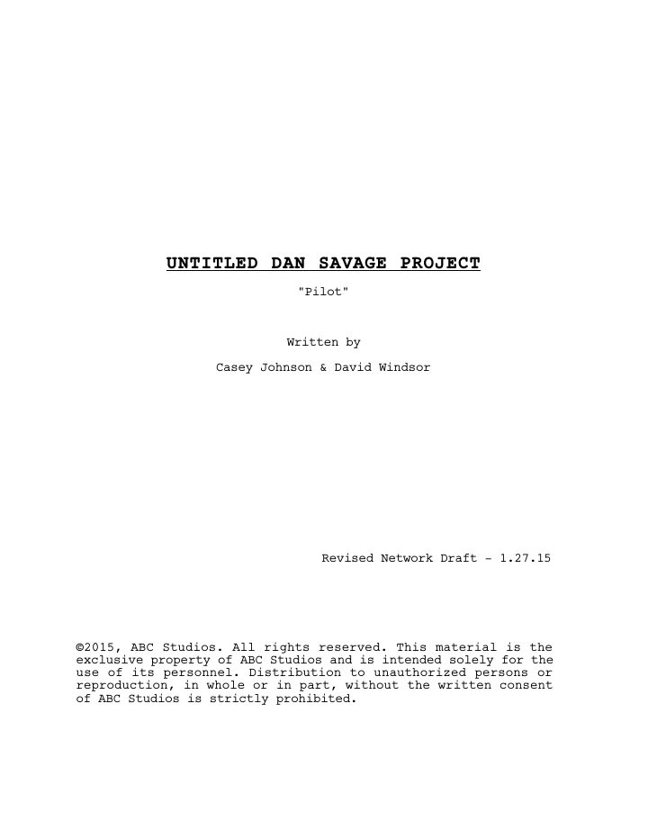 The Real O'Neals: 101: Pilot screenplay first page
