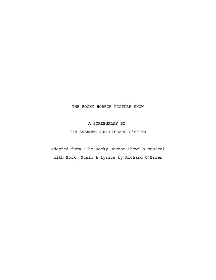 The Rocky Horror Picture Show screenplay first page