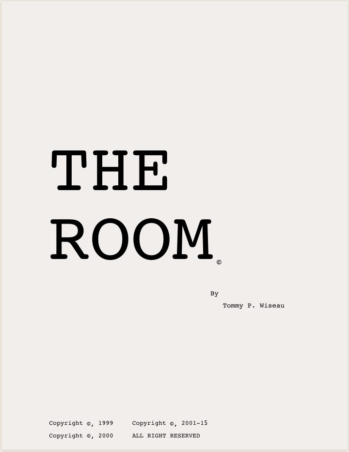 The Room screenplay first page