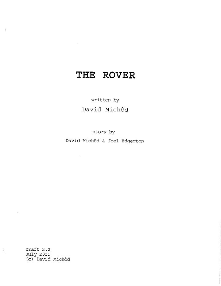 The Rover screenplay first page
