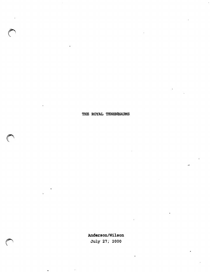 The Royal Tenenbaums screenplay first page
