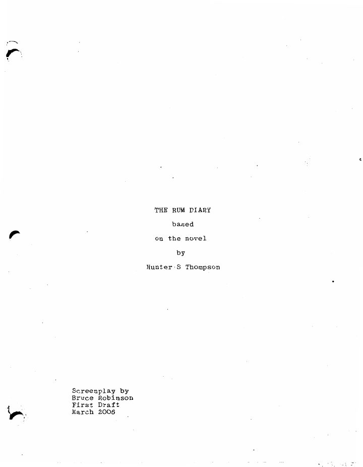 The Rum Diary screenplay first page