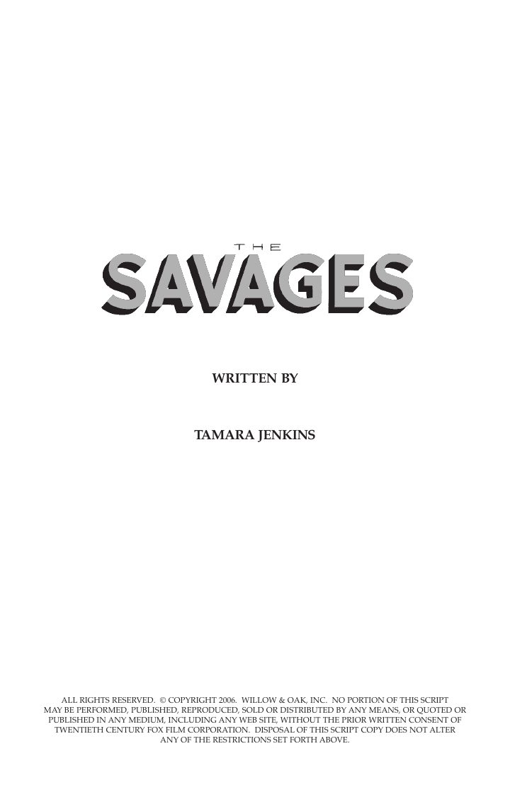 The Savages screenplay first page