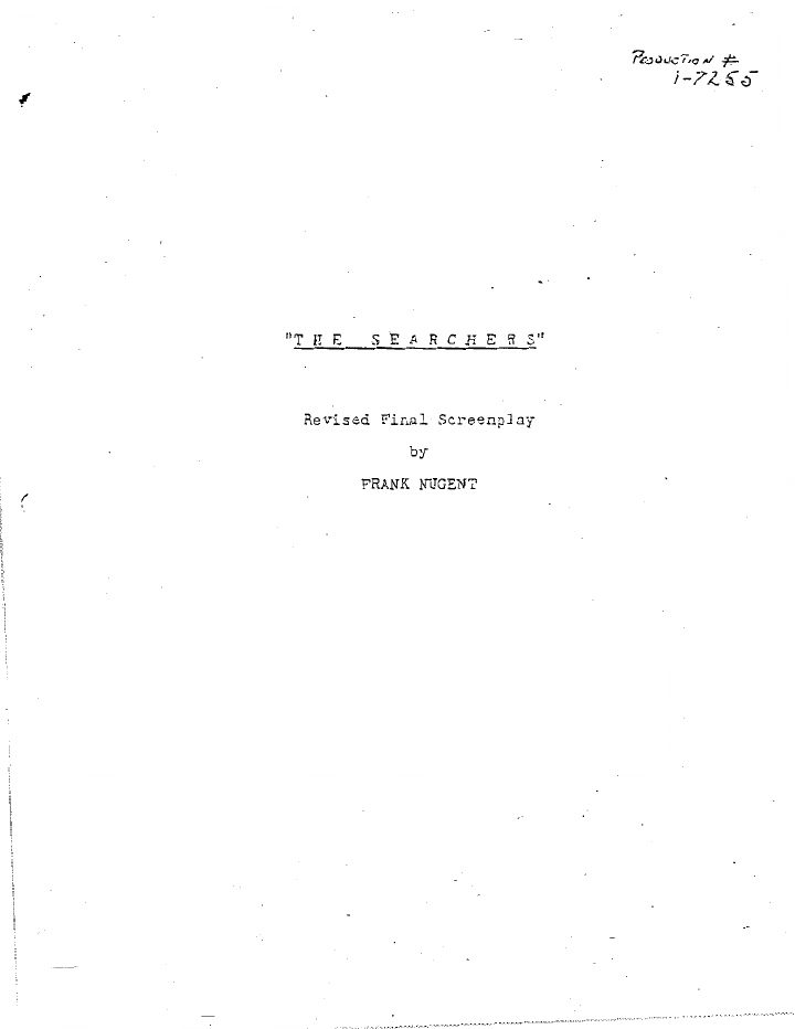The Searchers screenplay first page
