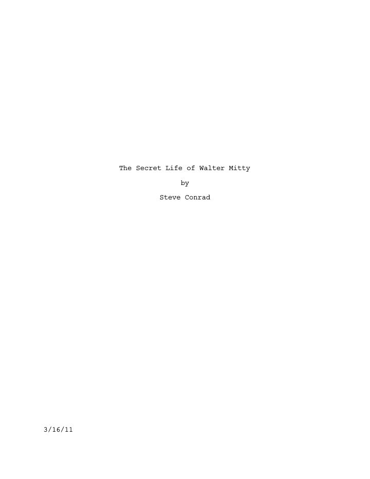 The Secret Life of Walter Mitty screenplay first page