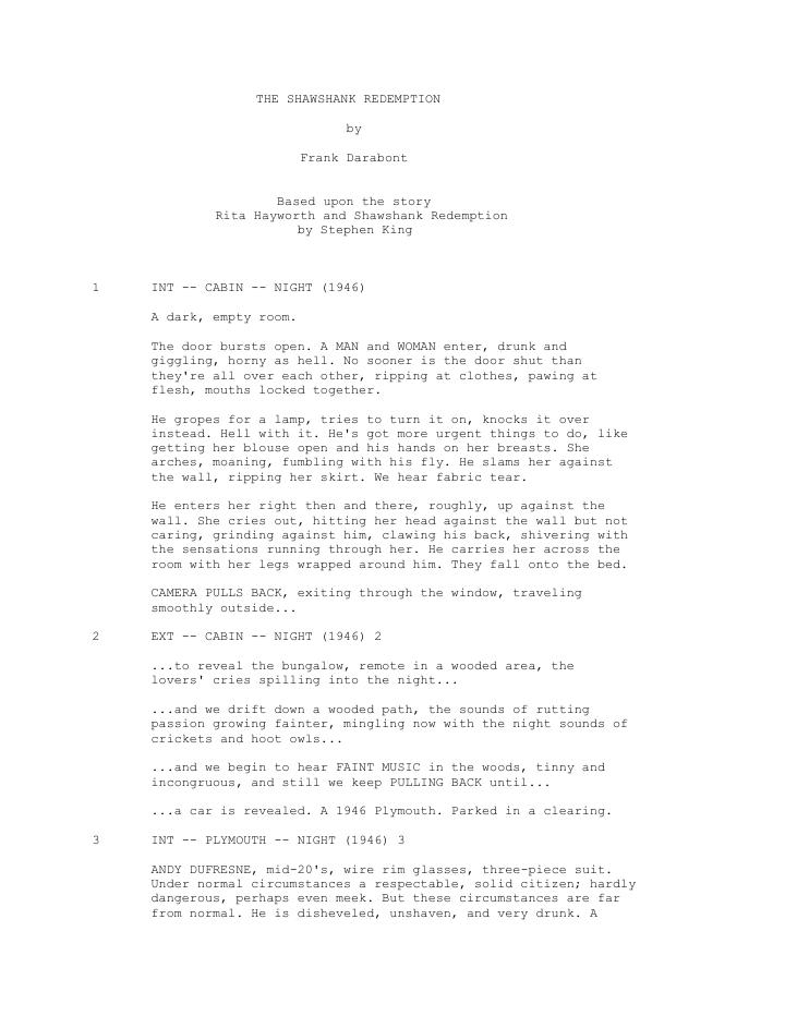 The Shawshank Redemption (1994) screenplay PDF first page