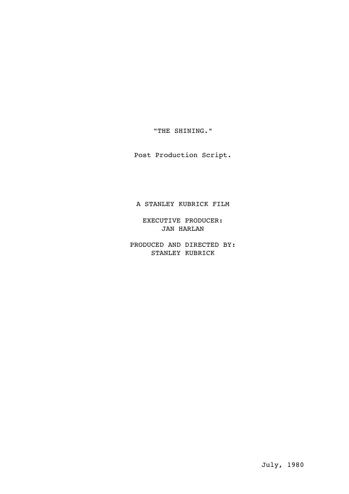 The Shining screenplay first page