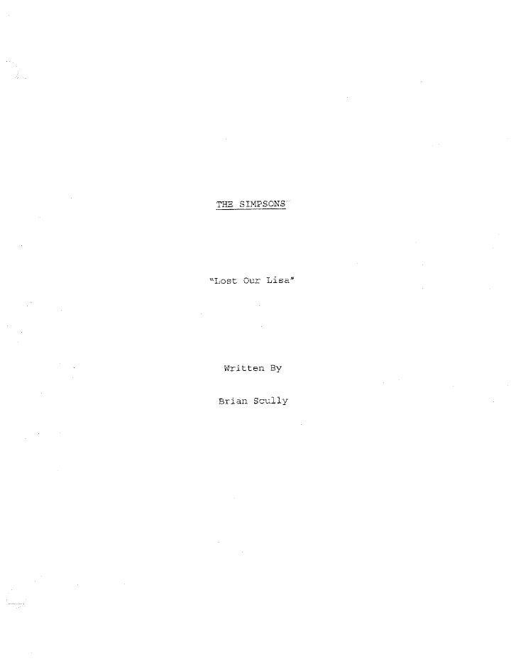 The Simpsons: 924: Lost Our Lisa screenplay first page