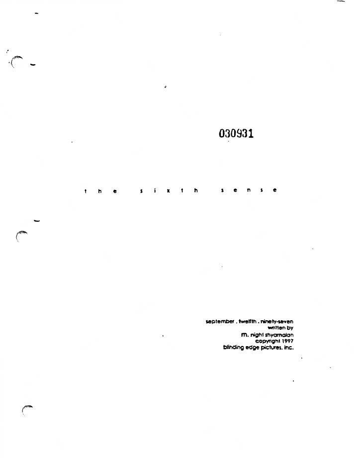 The Sixth Sense screenplay first page