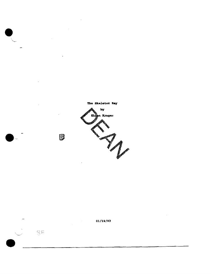 The Skeleton Key screenplay first page