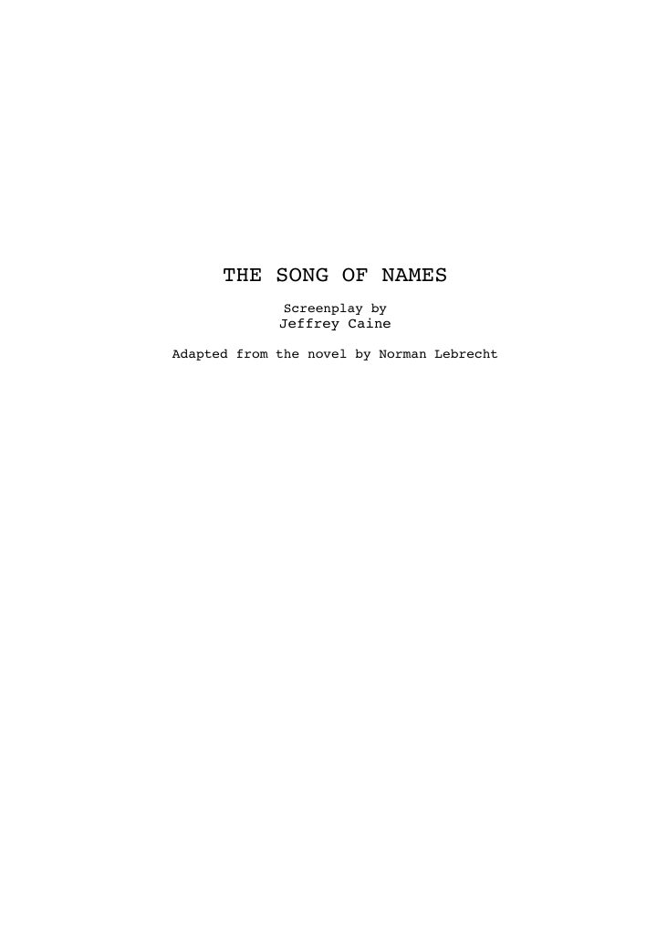 The Song of Names screenplay first page